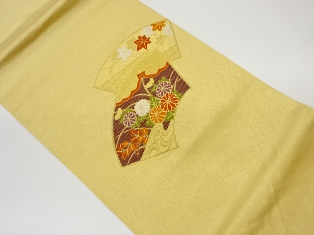 JAPANESE NAGOYA OBI / WOVEN AUTUMN FLOWERS